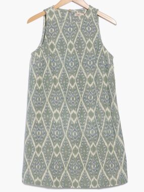 Faherty Carini Ikat Sleeveless Shift Dress Green Large